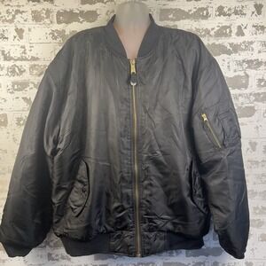 Vtg Y2K Thirty Below Flight Bomber Jacket 2XL Black Orange Reversible Streetwear